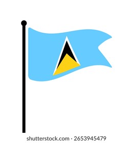 Bandeira de Santa Lúcia. Santa Lúcia bandeira computador digital vetor ilustração ícone design. Bandeira de mastro flutuante.