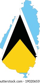 Flag of Saint Lucia cropped inside it's map