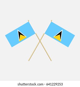 Flag of Saint Lucia with flagpole. Vector illustration.