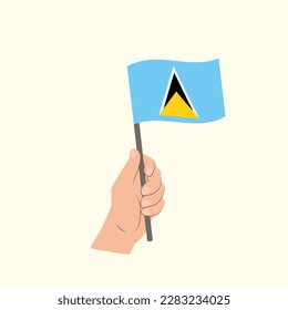 Flag of Saint Lucia, Hand Holding flag