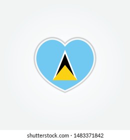 Flag of Saint Lucia heart 3d, Saint Lucia flag Template Design. Vector Eps 10