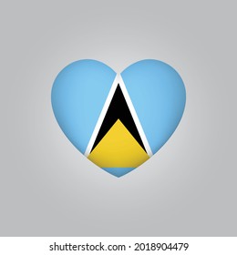 Bandera de Santa Lucía en el corazón. Vector de bandera de Santa Lucía. Símbolo de amor Santa Lucía