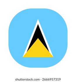 Flag of Saint Lucia icon. Saint Lucia rounded square flag icon digital vector illustration design. White background.