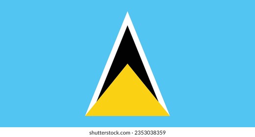 Flag of Saint Lucia. Flag icon. Standard color. Standard size. A rectangular flag. Computer illustration. Digital illustration. Vector illustration.