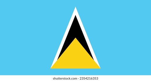 Flagge von Saint Lucia. Flaggensymbol. Standardfarbe. Standardgröße. Eine rechteckige Flagge. Computergrafik. Digitale Illustration. Vektorgrafik.