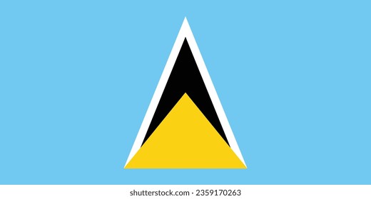 Flag of Saint Lucia. Flag icon. Standard color. Standard size. A rectangular flag. Computer illustration. Digital illustration. Vector illustration.