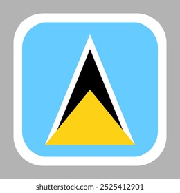 The flag of Saint Lucia. Flag icon. Standard color. flat vector square with rounded corners. Computer illustration. Digital illustration. Vector illustration