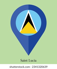 Flag of Saint Lucia, Flag of Saint Lucia Map pointer icon. Vector illustration flag pointer.