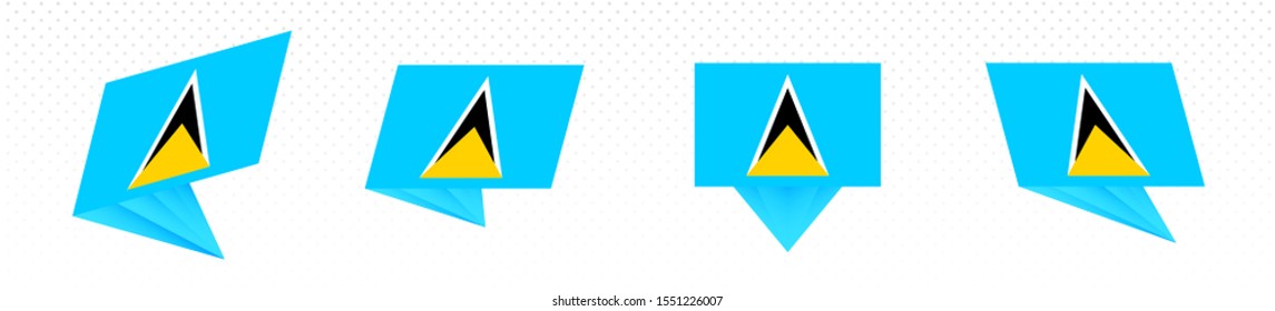 Flag of Saint Lucia in modern abstract design, vector flag set.