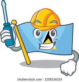 flag saint lucia on the automotive cartoon