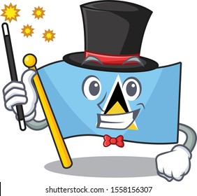 flag saint lucia on the magician cartoon