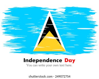 Flag of Saint Lucia  Painted brush colored inks. Symbol Independence Day National Patriotic Travel Country Background Grunge Paint Stock Vector Icon Logo Picture Image Illustration Political