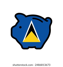 Flag of Saint Lucia, piggy bank icon, vector symbol.