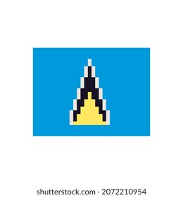 Flag Saint Lucia. Pixel art. Stickers design. Isolated vector illustration. 