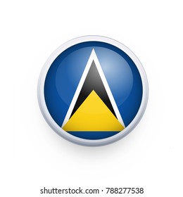 Flag of Saint Lucia as round glossy icon. Button with Saint Lucia flag. National flag for country of Saint Lucia isolated, banner vector illustration. Vector illustration eps10.