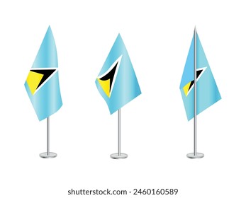 Flag of Saint Lucia with silver pole