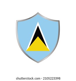 Flag of Saint Lucia with silver shield frame
