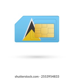 Flag of Saint Lucia. Vector illustration of SIM Card with flag on white background