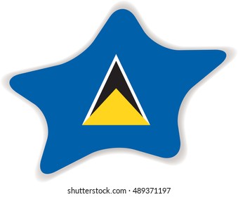 Flag of Saint Lucia. Vector illustration of a stylized flag.Star with shadow. Element for infographics.
