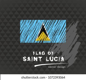 Flag of Saint Lucia, vector pen illustration on black background