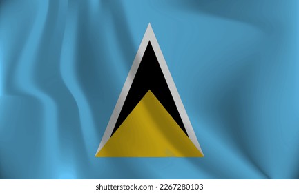 Flag of Saint Lucia, with a wavy effect due to the wind.