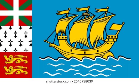 Flag of Saint Pierre and Miquelon, 16:9 Format, Saint Pierre and Miquelon Flag, Vector Images