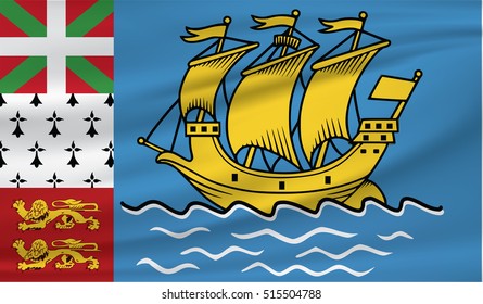 Flag of Saint Pierre and Miquelon, France. Close Up.