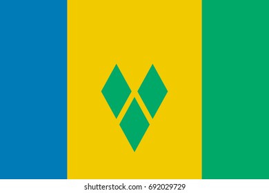 Flag Saint Vincent flat icon. State insignia of the nation in flat style on the entire page. National symbol in the form of a vector illustration