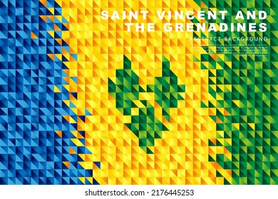 Flag of Saint Vincent and the Grenadines. Abstract background of small triangles in the form of colorful blue, yellow and green stripes. Vector illustration.