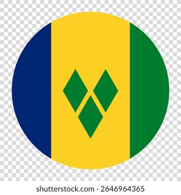 Flag of Saint Vincent and the Grenadines. Saint Vincent and the Grenadines circle flag logo icon computer vector illustration design. Checkerboard background.