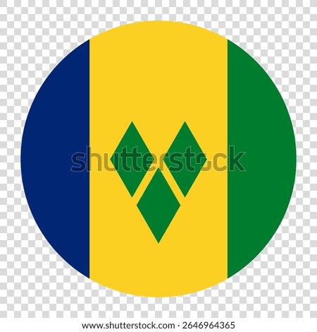 Flag of Saint Vincent and the Grenadines. Saint Vincent and the Grenadines circle flag logo icon computer vector illustration design. Checkerboard background.
