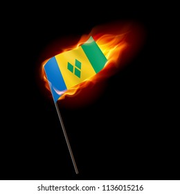 Flag of Saint Vincent and the Grenadines. Concept Illustration of Crisis or War Conflict with flag colors