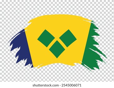 Bandera de San Vicente y las Granadinas con efecto de pincel de trazo de pintura afligido sobre fondo aislado