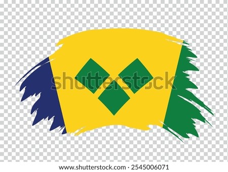 Flag of Saint Vincent and the Grenadines with distressed paint stroke brush effect on isolated background