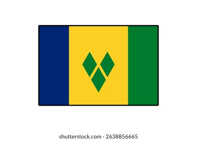 The flag of Saint Vincent and the Grenadines features a distinct design with blue, yellow, and green colors, symbolizing the nation's identity and cultural heritage.