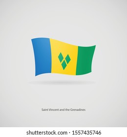 The flag of Saint Vincent and The Grenadines is flying layered vector image.