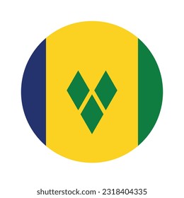 Flag of Saint Vincent and the Grenadines. Flag icon. Standard color. Circle icon flag. Computer illustration. Digital illustration. Vector illustration.