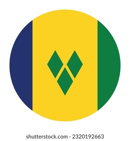 Flag of Saint Vincent and the Grenadines. Flag icon. Standard color. Circle icon flag. Computer illustration. Digital illustration. Vector illustration.