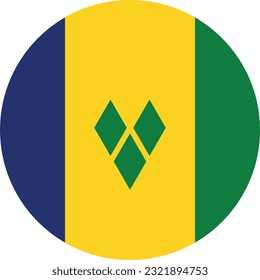 Flag of Saint Vincent and the Grenadines. Flag icon. Standard color. Circle icon flag. Computer illustration. Digital illustration. Vector illustration.