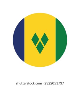 Flag of Saint Vincent and the Grenadines. Flag icon. Standard color. Circle icon flag. Computer illustration. Digital illustration. Vector illustration.