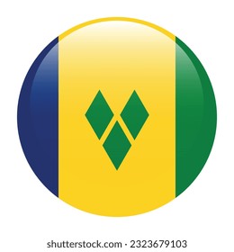 Flag of Saint Vincent and the Grenadines. Flag icon. Standard color. Circle icon flag. 3d illustration. Computer illustration. Digital illustration. Vector illustration.