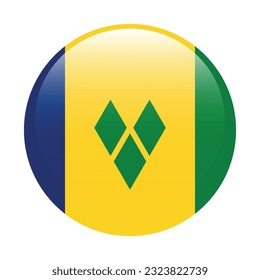 Flag of Saint Vincent and the Grenadines. Flag icon. Standard color. Circle icon flag. 3d illustration. Computer illustration. Digital illustration. Vector illustration.