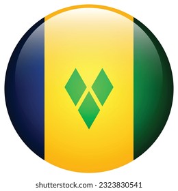Flag of Saint Vincent and the Grenadines. Flag icon. Standard color. Circle icon flag. 3d illustration. Computer illustration. Digital illustration. Vector illustration.