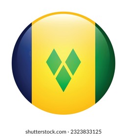 Flag of Saint Vincent and the Grenadines. Flag icon. Standard color. Circle icon flag. 3d illustration. Computer illustration. Digital illustration. Vector illustration.