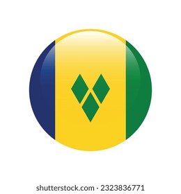 Flagge von St. Vincent und die Grenadinen. Flaggensymbol. Standardfarbe. Circle Icon Flag. 3D-Abbildung. Computergrafik. Digitale Illustration. Vektorgrafik.