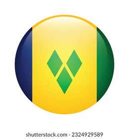 Flag of Saint Vincent and the Grenadines. Flag icon. Standard color. Circle icon flag. 3d illustration. Computer illustration. Digital illustration. Vector illustration.