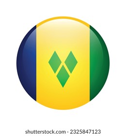 Flagge von St. Vincent und die Grenadinen. Flaggensymbol. Standardfarbe. Circle Icon Flag. 3D-Abbildung. Computergrafik. Digitale Illustration. Vektorgrafik.