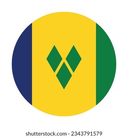 Flag of Saint Vincent and the Grenadines. Flag icon. Standard color. Circle icon flag. Computer illustration. Digital illustration. Vector illustration.