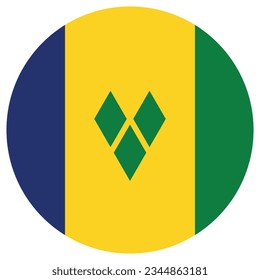 Flag of Saint Vincent and the Grenadines. Flag icon. Standard color. Circle icon flag. Computer illustration. Digital illustration. Vector illustration.