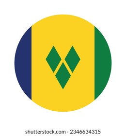 Flag of Saint Vincent and the Grenadines. Flag icon. Standard color. Circle icon flag. Computer illustration. Digital illustration. Vector illustration.